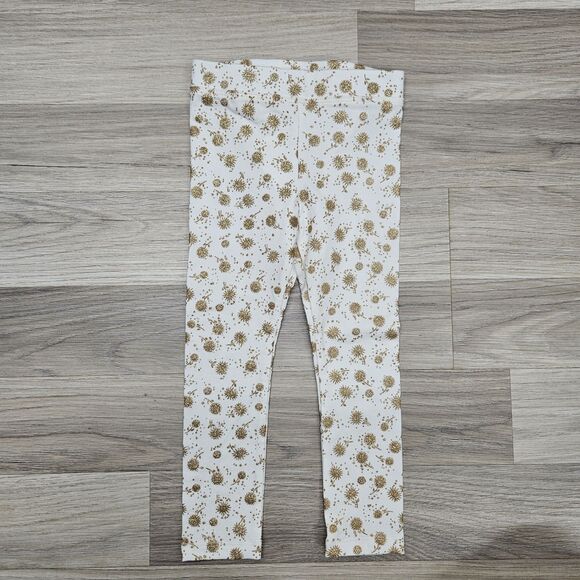 Crewcuts Girls White Gold Floral Leggings Size 3 - Picture 1 of 4